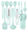 Green Kitchen Utensils Set-12 Pieces Silicone Cooking Utensils Set - color: Green
