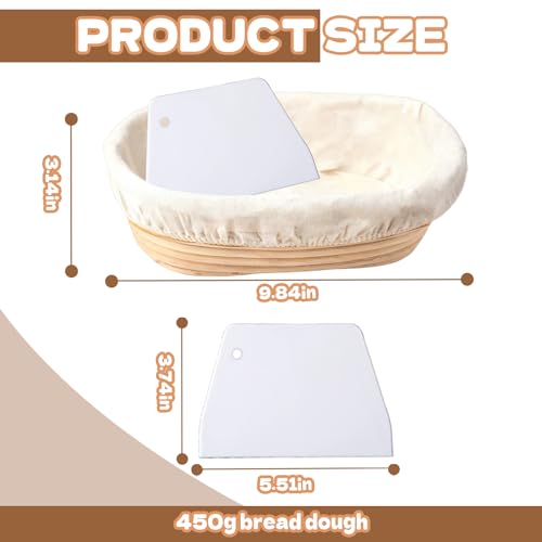8 Sets Bread Proofing Baskets Bulk with Cloth Liners and Scrapers