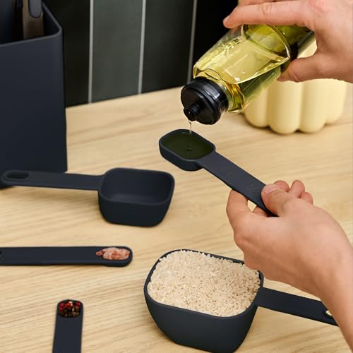 bella 9 Pc Nested Measuring Cup & Spoon Set, BPA & BPS-free nylon, Slate - color: Slate