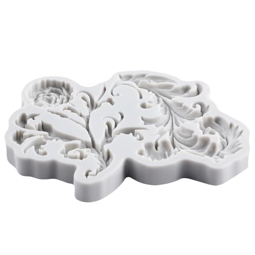 Lingzhi Baroque Fondant Mold Curlicues Relief Scroll Lace Silicone Molds - color: Style A