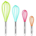 Webake Silicone Whisk Large Medium Small and Mini Whisk Set of 4, Heat Resistant Non-scratch Coated Kitchen Whisks for Cooking Nonstick Cookware, 4 Color Balloon Egg Wisk - size: Whisks
