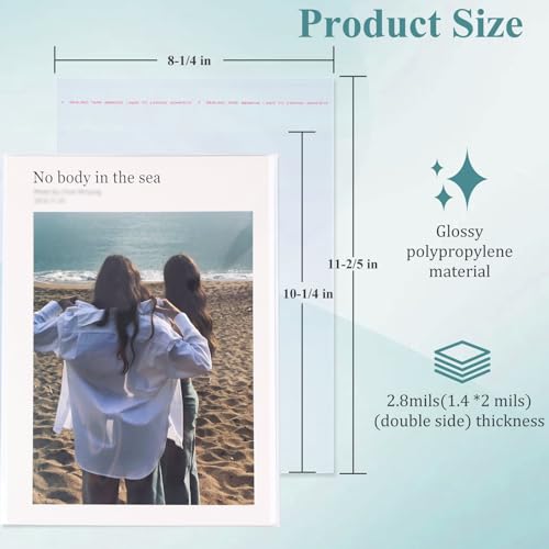100Pcs 8-1/4 x 10-1/4 Inch Self Sealing Cellophane Bags Clear Plastic Sleeves - Fit 8x10 Inch Photo Prints Cards - size: 8.38 x 10.25 inches