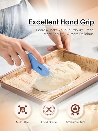 CLUEAPOP Bread Lame Magnetic Professional Bread Lame Dough Scoring Tool | Sourdough Scoring Tool | Sourdough Bread Baking & Bread Scoring Tool & 5 Razor Blades, Bread Making Kitchen Tool - color: Hydrangea