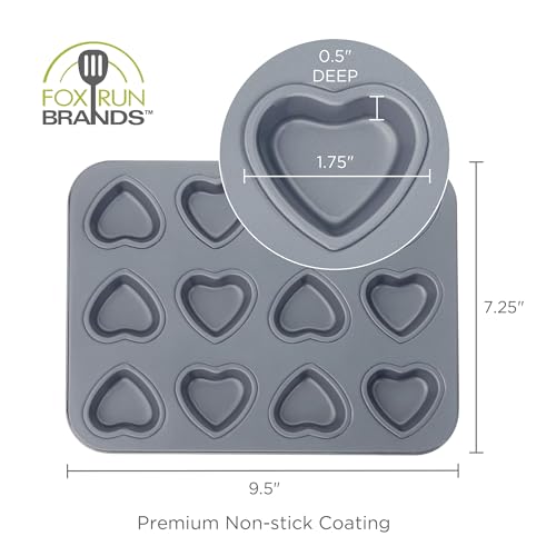 Fox Run Mini Heart Muffin Pan, 12-Cup, Preferred Non-Stick, Gray - style: Mini Heart Muffin Pan