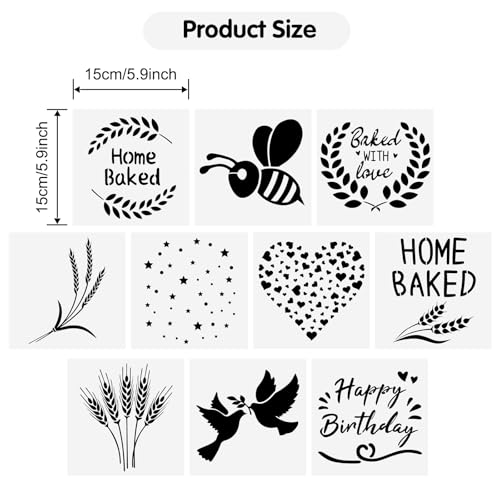 Bread Stencils, 10 Pieces Artisan Baking Stencils Set for Decorating Bread, Cake, Pie, Cookies