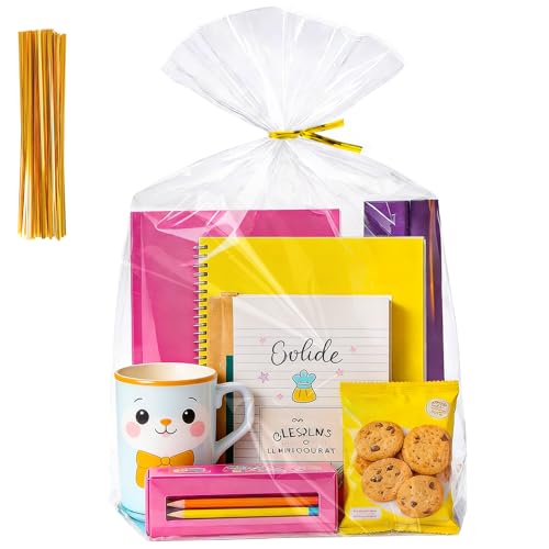 Large Clear Gift Bags 12x16 Inch, 100 Pack Plastic Gusseted Cellophane Bags - color: 12x16 Inch-100 Pcs