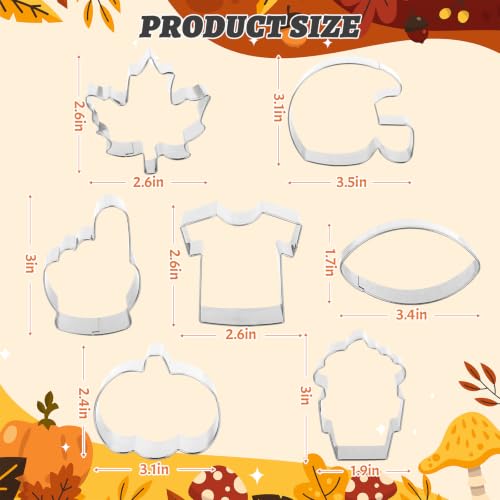 JarThenaAMCS 7Pcs Fall Thanksgiving Football Cookie Cutters Set