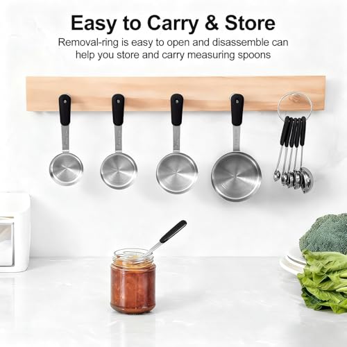 10-Pcs Stainless Steel Measuring Cups & Spoons Set, Black Handles - color: Black