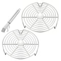 2Pcs Round Steamer Rack and Cooling Rack, Stainless Steel Steamer Rack, Steaming Baking Rack,For various cookware (+Anti scald clip tool, 4 * 18cm) - size: 4*18cm