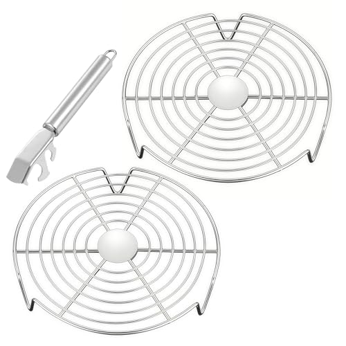 2Pcs Round Steamer Rack and Cooling Rack, Stainless Steel Steamer Rack, Steaming Baking Rack,For various cookware (+Anti scald clip tool, 4 * 18cm) - size: 4*18cm