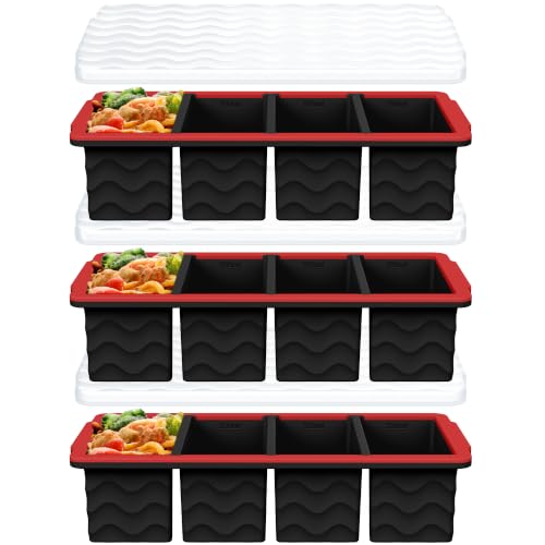 1 Cup Silicone Freezer Molds, Silicone Freezer Trays with Lid, 3-Pack - color: 1-cup,red