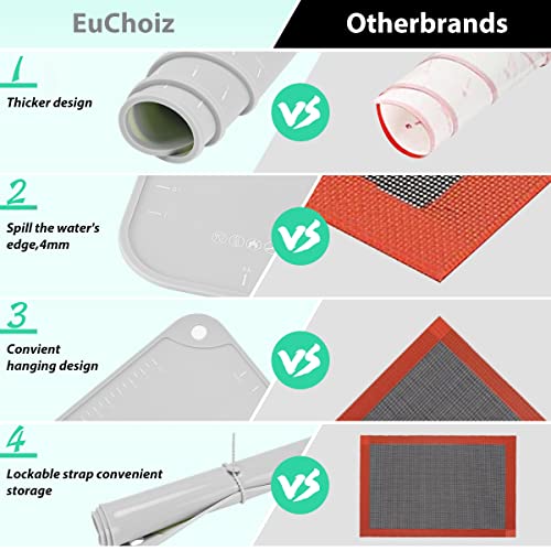 Silicone Pastry Non Stick Baking Mat 20"*16" Dough Rolling Edge Heightening - color: Light Grey, size: 20"L x 16"W