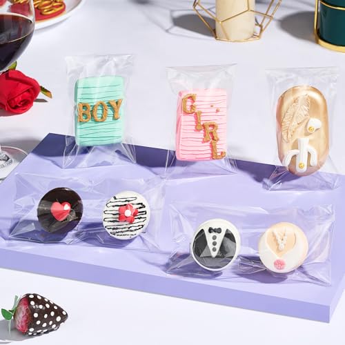 200pcs 4x6Inches Rice Krispie Treat Bags Cookies Cakesicle Bags Individually Wrapped Treat Packaging for Soap Browine Chocolate Truffle Candy Gift Wedding Birthday Party Favors - size: 4"x6"