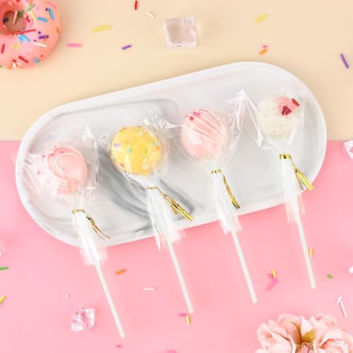 360Pcs Cake Pop Sticks and Wrappers Ties Kit - style: 120 Sticks, 120 Bags, 120 Gold Ties