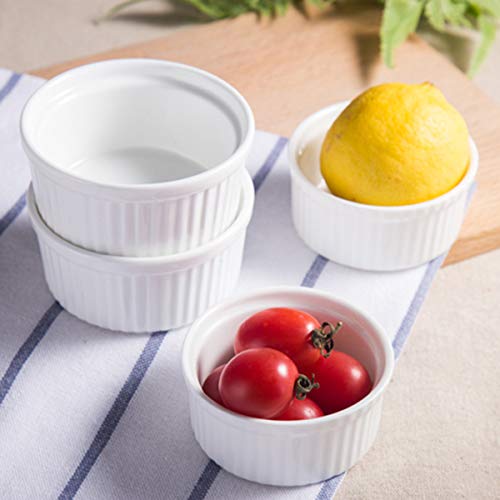 Foraineam Set of 12 Pcs 6 oz Porcelain Souffle Dishes, White Ramekins Bakeware Set Dessert Custard Baking Cups for Baking, Cooking, Serving and More (Pack of 2) - size: 6 Ounce (Pack of 2)