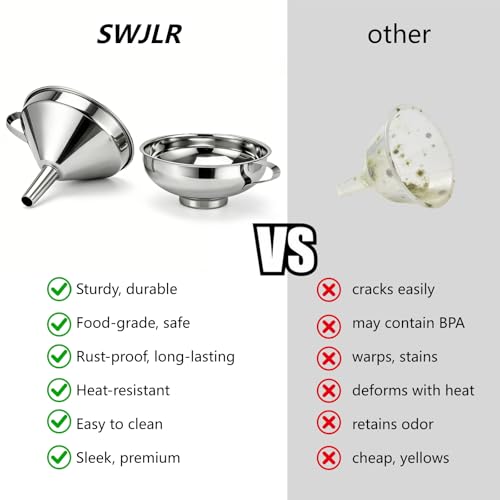 Stainless Steel Canning Funnel Set 2 Pack for Kitchen Use (Large Set)