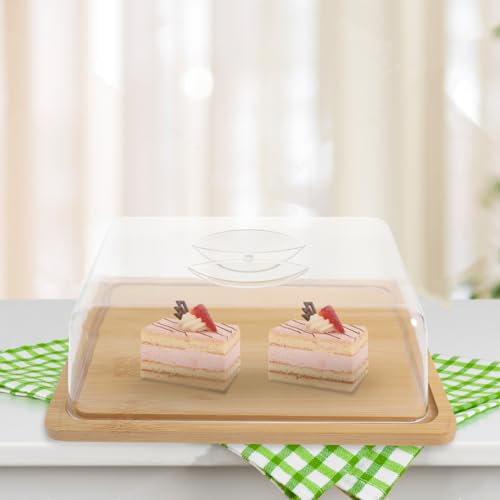 Acrylic Cake Stand with Dome Clear Cake Plate with Lid Rectangular Tray for Cakes Cupcakes Muffins Parties Restaurants 9.44 X 7.28 X 2.95 in