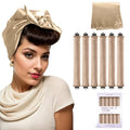 Overnight Hair Curlers Heatless Curls - 6 Pcs No Heat Blowout Curling Rods to Sleep In with Satin Hair Scarf - color: Khaki