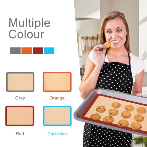 Silicone Baking Mat Set of 3, Non-Stick 2 Half & 1 Quarter Sheets - color: Red, size: 2Half Sheets+1Quarter
