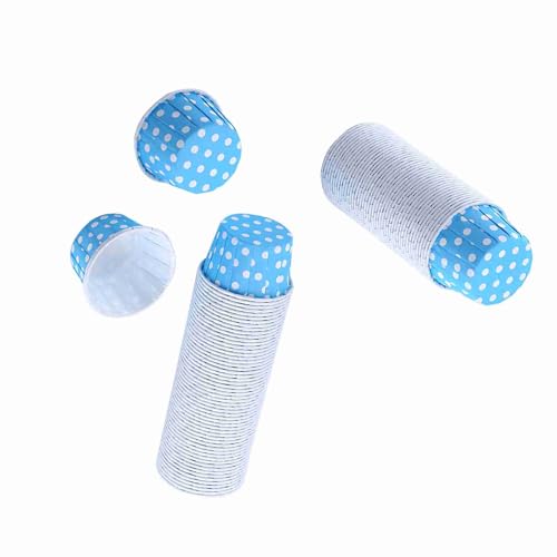 100Pcs Polka Dot Baking Cups, Mini Muffin Cupcake Liners (Blue) - color: Blue