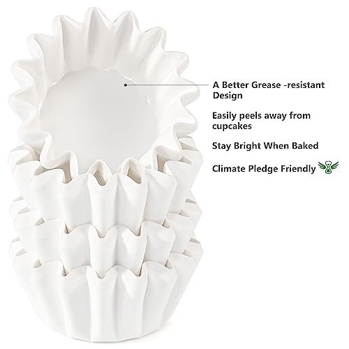 Caperci Heavy Duty White Mini Cupcake Liners Small Muffin Cups for Baking - color: White