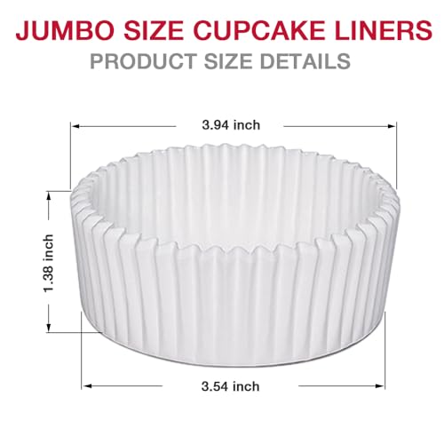 200 Pcs Jumbo Cupcake Liners, 3.54 Inch Parchment Muffin Liners for Baking, Muffin Papers Baking Cups (White) - color: White