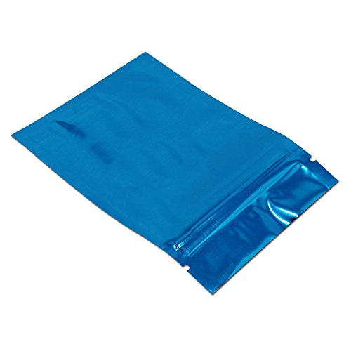 100 Pack 2.7x3.9 inch Opaque Blue Reusable Resealable Mylar Bags - color: Blue, size: 2.7x3.9 inch