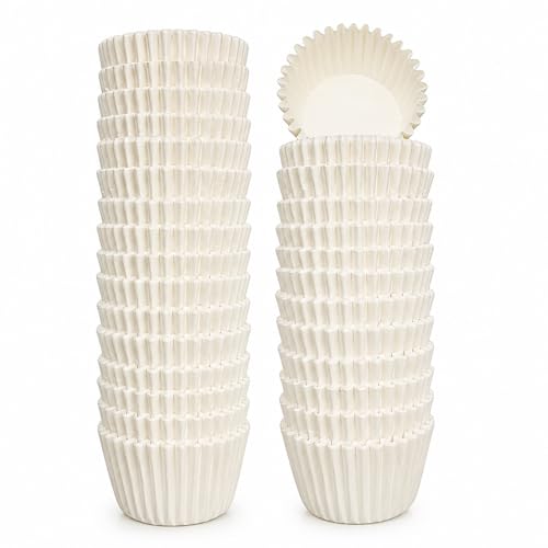 Non-stick 500 Count White Mini Cupcake Liners for Baking, Food-grade Cupcake Wrapper, Greaseproof Parchment Muffin Liners,Baking Cups for Cupcakes, Muffins, Nuts - color: White
