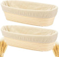 2PACK 12 inch Oval Bread Proofing Basket Banneton Bread Dough Proofing Rising Rattan Basket & Liner for Baking Bread Making - size: 2 PACK 12 inch