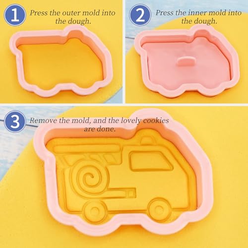 8Pcs Vehicle Cookie Cutters Car Rocket Plane Biscuit Molds for Kids Baking - color: Transportation Vehicle