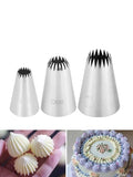 French Star Piping Tip for Eclairs,Churros,Shells,Flowers,& Scalloped Designs,3 Sizes