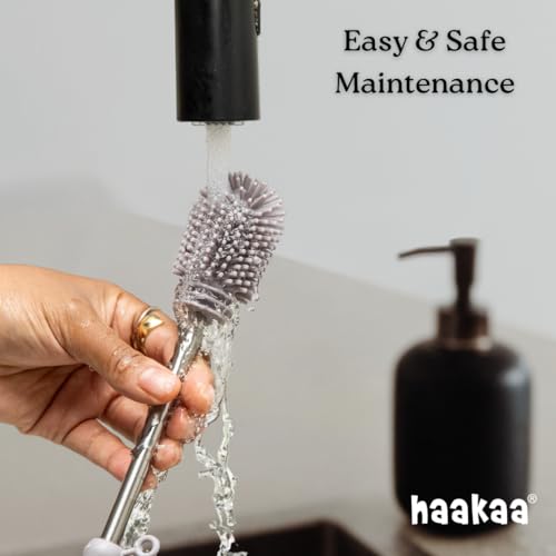 Haakaa Food-Grade Silicone Cleaning Brush Kit 3-Piece (Kit-Mist Blue) - color: Kit-mist Blue