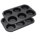 2 Packs 6-Cup Muffin Baking Pan Tin, Small Round Muffin Tin, Nonstick Cupcake Pans, Cheesecake Pans, Carbon Steel, Black - color: Black, size: 6 Cavity Muffin,2 PCS