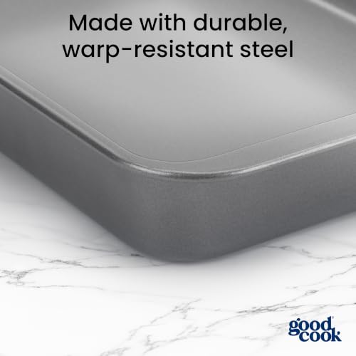 GoodCook Set of 2 Nonstick Steel 13" x 9" Cake Baking Pans with Covers, Gray - size: 13" x 9" (2-Piece Set)