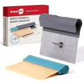 KneadAce Dough Scraper & Baker’s Brush.Stainless Steel Bench Scraper & Flour Cleaning Brush. Kitchen Tool for Pastry, Sourdough and Baking Prep Bread Dough Cutter, Gift For Bakers (Gray/Turquoise) - color: Gray, Turquoise