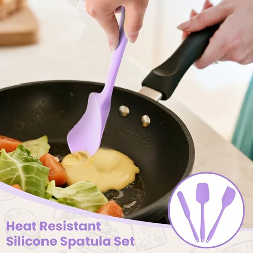 Rubber Spatula Food Grade, Silicone Heat Resistant Spatulas for Cooking - color: Purple, size: 3 Pack