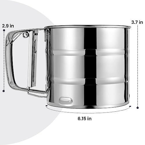 Rondauno Flour Sifter for Baking, Crank Sifter for Powdered Sugar Duster