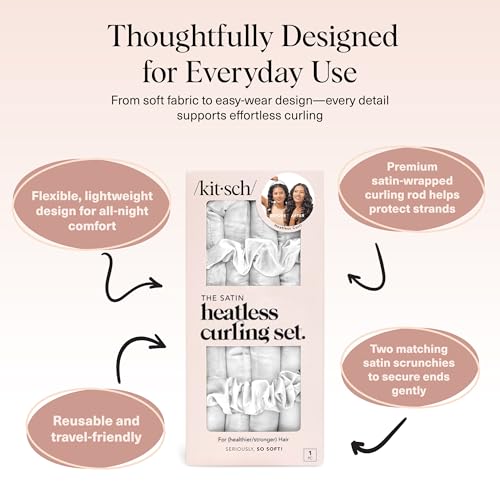 Kitsch Satin Heatless Curls Overnight Set - Ivory - color: 05 Ivory