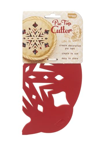 Talisman Designs Pie Top Cutter | Pie Crust Cutter | Pie Decorating Tools | Pie Pastry Baking Accessories | Stencil Crust Cutout | 10-Inch | Snowflake Design | Red - style: Pie Top Cutter - Snowflake