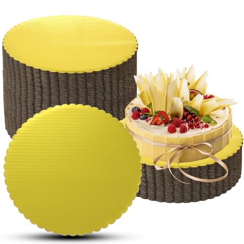 Retainbre 50 Pack Gold Cake Boards 12 Inch Round Cardboard Cake Base - size: 12 inch