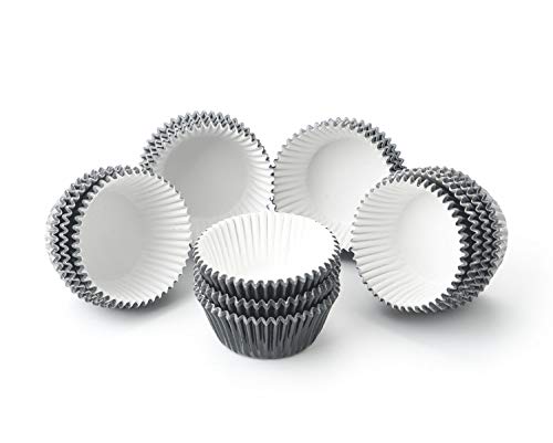 Gifbera Mini Black Foil Cupcake Liners Wrappers Metallic Baking Cups for Baby Shower Holiday Party, 300-Count - color: Black