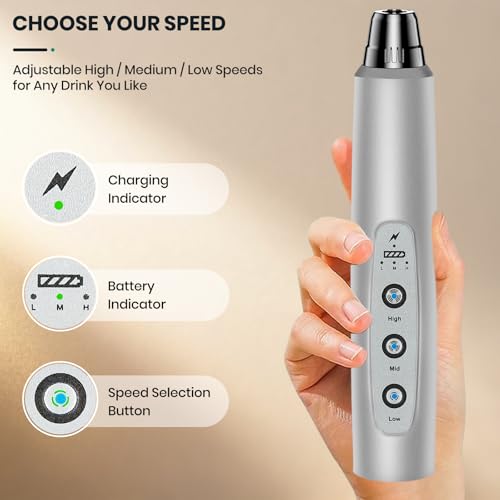 Colarlemo Milk Frother Handheld Rechargeable with Stand, Frother Wand Drink Mixer Electric Whisk for Coffee, Detachable With 3 Stainless Whisks, Hand Mixer for Lattes, Cappuccino, Matcha, Egg, Silver - color: Silver, style: with stand