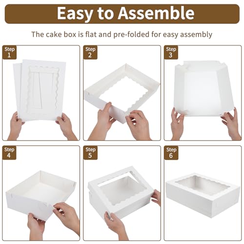 Moretoes 20pcs 14x10x4in Rectangular Quarter Sheet Cake Boxes with Window - size: 14*10*4In