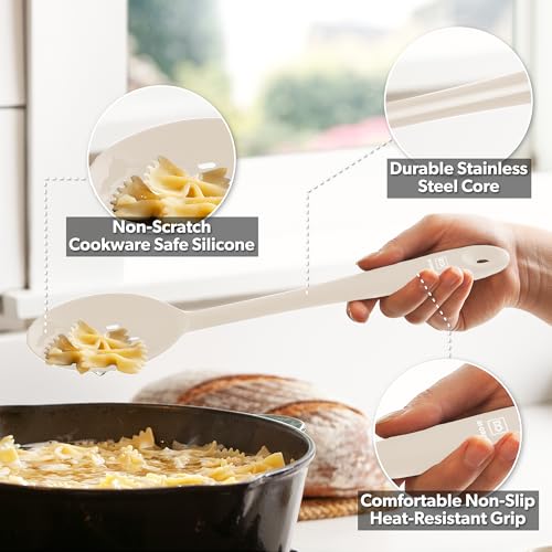 DI ORO Silicone Cooking Spoons - Solid & Slotted Set, 2-Pc Clay - color: Clay
