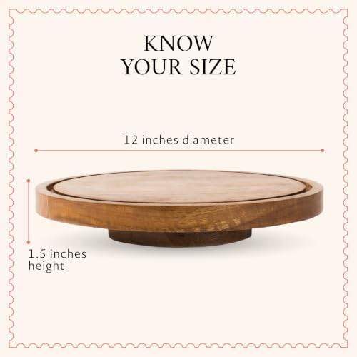 Mela Artisans Lazy Susan Mango Wood Cake Stand - Natural Finish, 12 in - color: Lazy Suzan Design