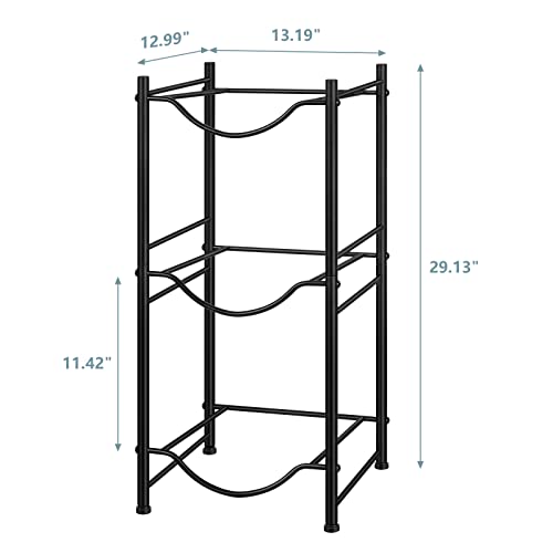 MOOACE 5 Gallon Water Jug Holder, 3 Tier Water Cooler Jug Rack - color: Black, size: 3-Tier