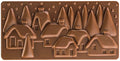 Pavoni PC5038 Polycarbonate Chocolate-Bar Mold with Three Xmas-Village Cavities, Each 77mm x 154mm x 10mm High - color: Xmas Village