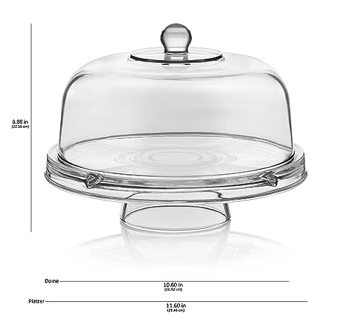 Libbey Selene 6-in-1 Domed Cake Stand, Unique Space Saving Glass Cake Stand with Dome, Multi-Purpose Dip Bowl To Serve Snacks and More - color: 6 in 1 Glass
