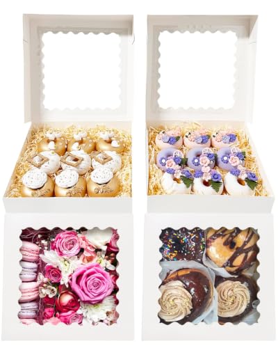 Bakepacker Auto-pop Up Pie Boxes 10x10x2.5 inches, 36pcs, White - color: White