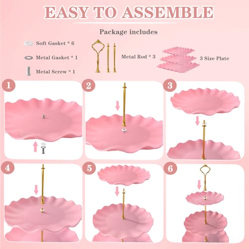 5 Pcs Dessert Table Display Set, Square Cupcake Stand, Pink - color: Pink Square